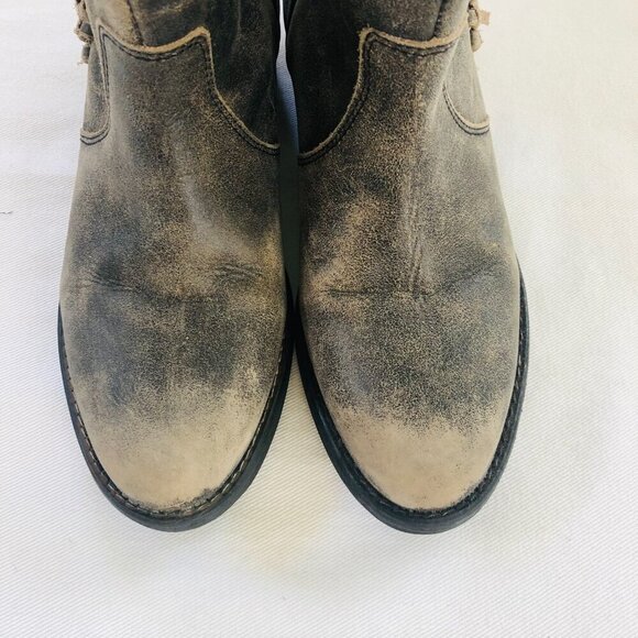 Western Cowboy Fringe Ankle Boots Gray/Brown Distressed  7.5 M - Picture 4 of 9